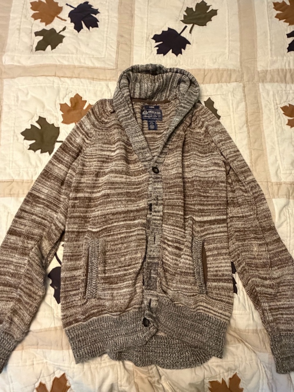 American Rag Shawl Collar Knit Cardigan Sweater 100% Cotton